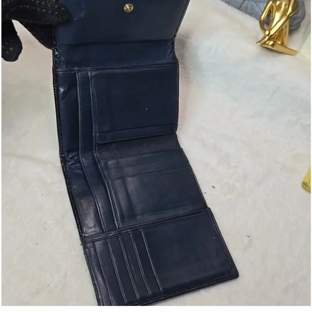 Christian Dior Beautiful Vintage Navy Blue and Beige Monogram Logo Wallet